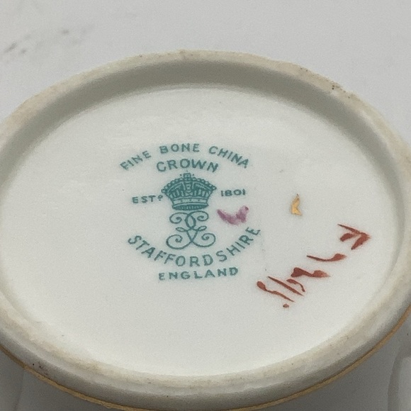 Crown Staffordshire England Roses and Pansies Demitasse Cup and Saucer - Picture 8 of 9